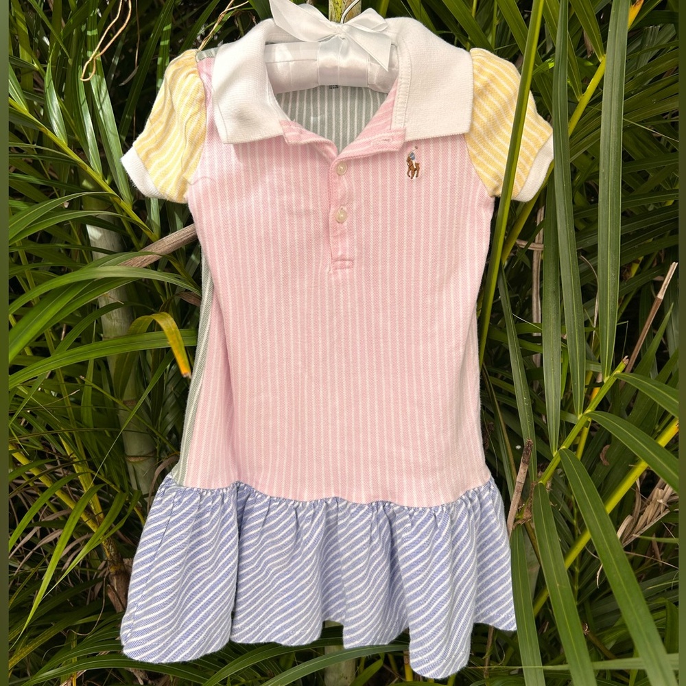 Color-Blocked Mesh Polo Dress